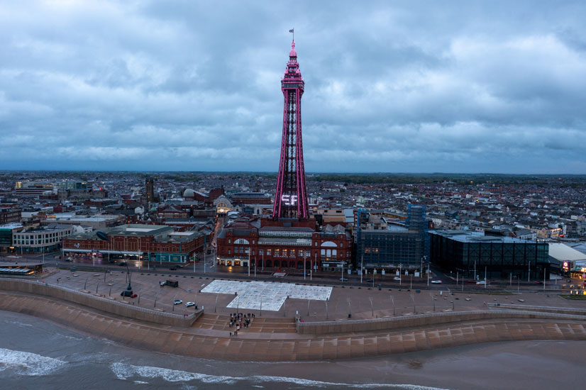 Main image for Couple Light Up Blackpool Tower for Gender Reveal article