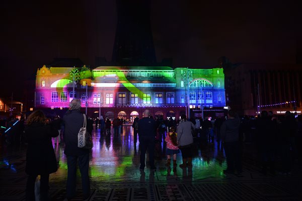 Light projections on The Blackpool Tower