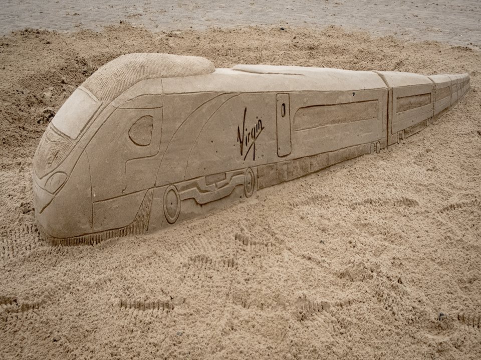 Main image for Virgin Trains builds Pendolino sand sculpture article